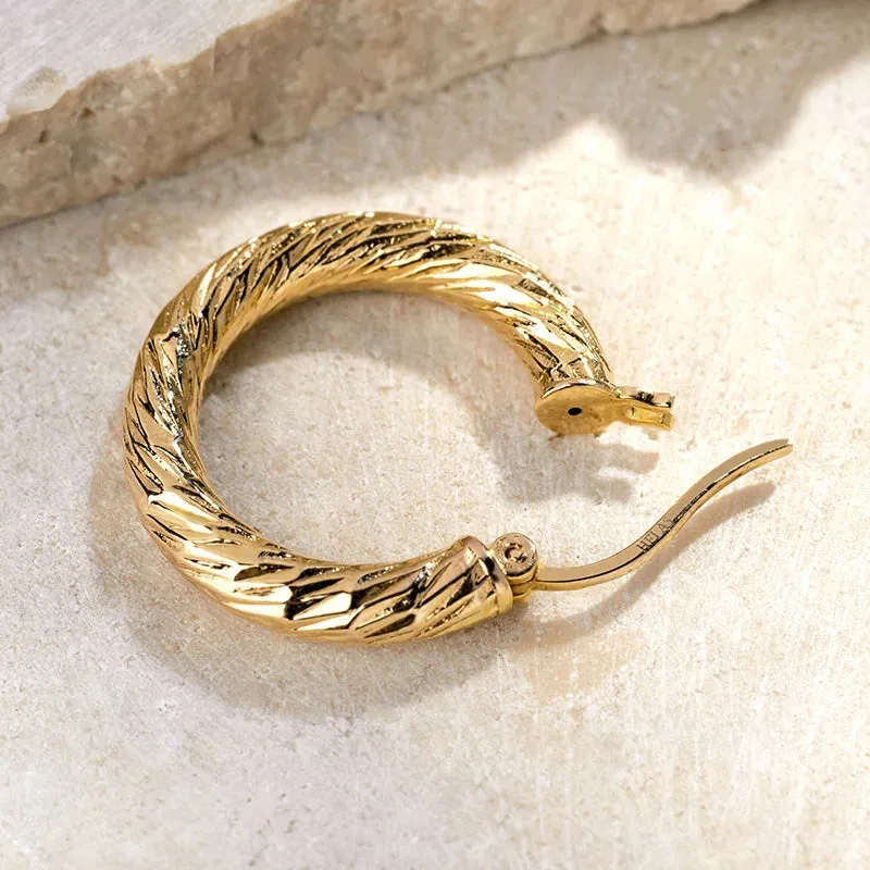 Knot Textured Hoop Earrings