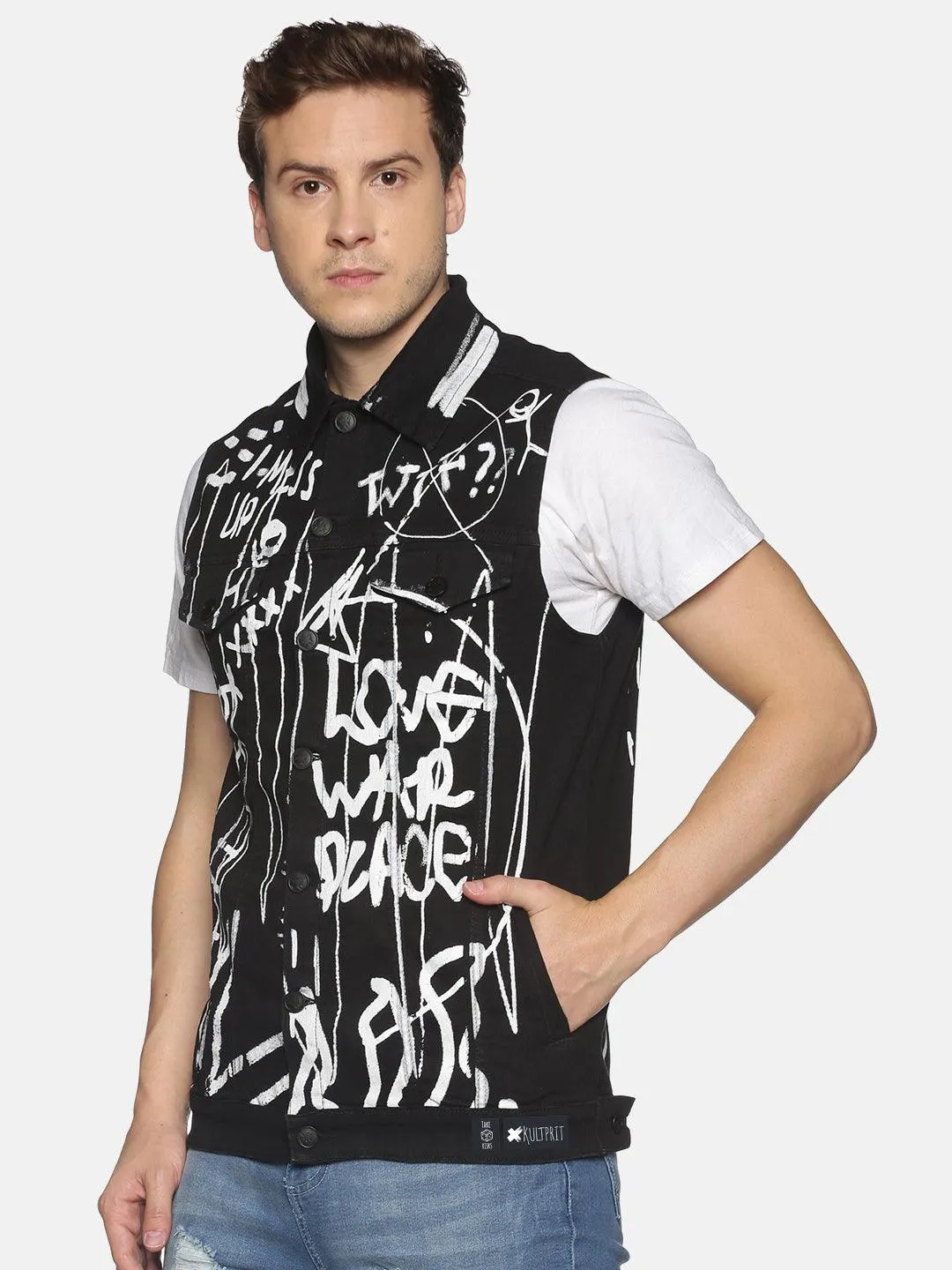 Kultprit Allover print sleeveless jacket