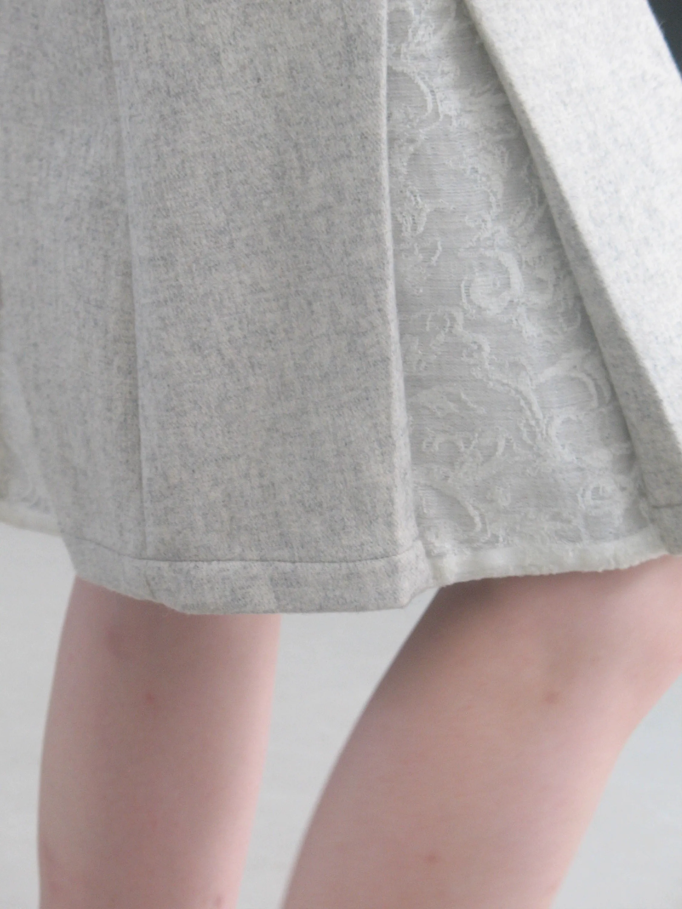 Lace Accented Wool Midi Skirt