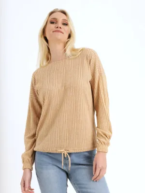 Ladies Soft Touch Jaquard Pullover - Stone