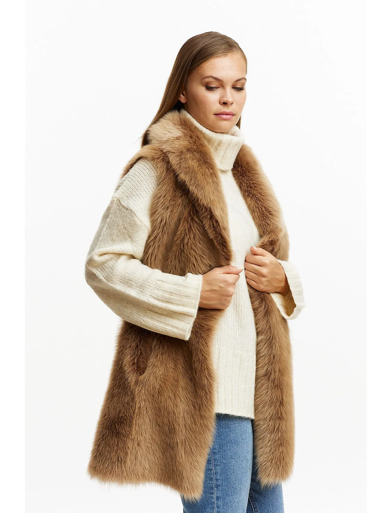 Lambskin Gilet reversible 2in1 - camel