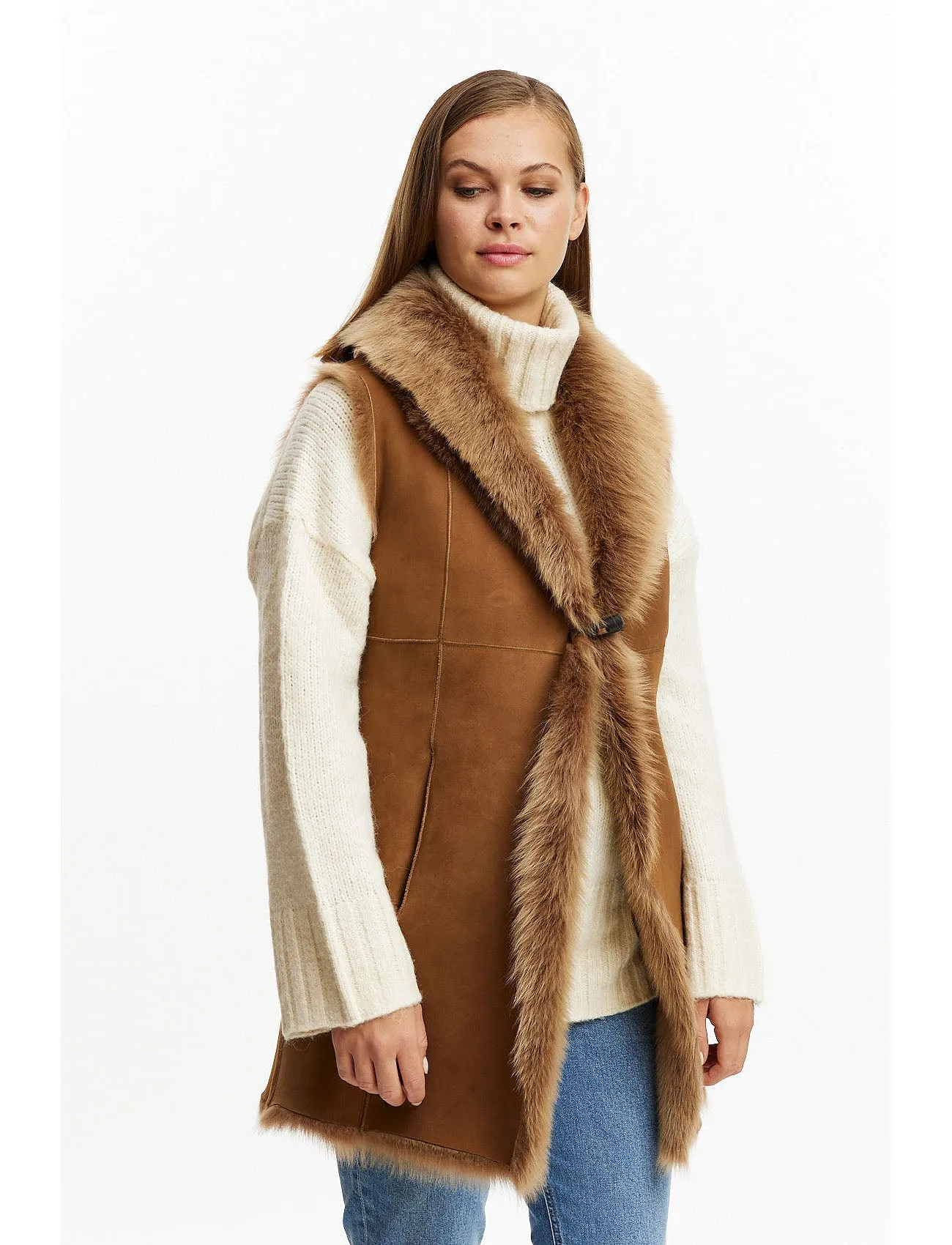 Lambskin Gilet reversible 2in1 - camel
