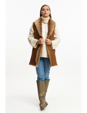 Lambskin Gilet reversible 2in1 - camel
