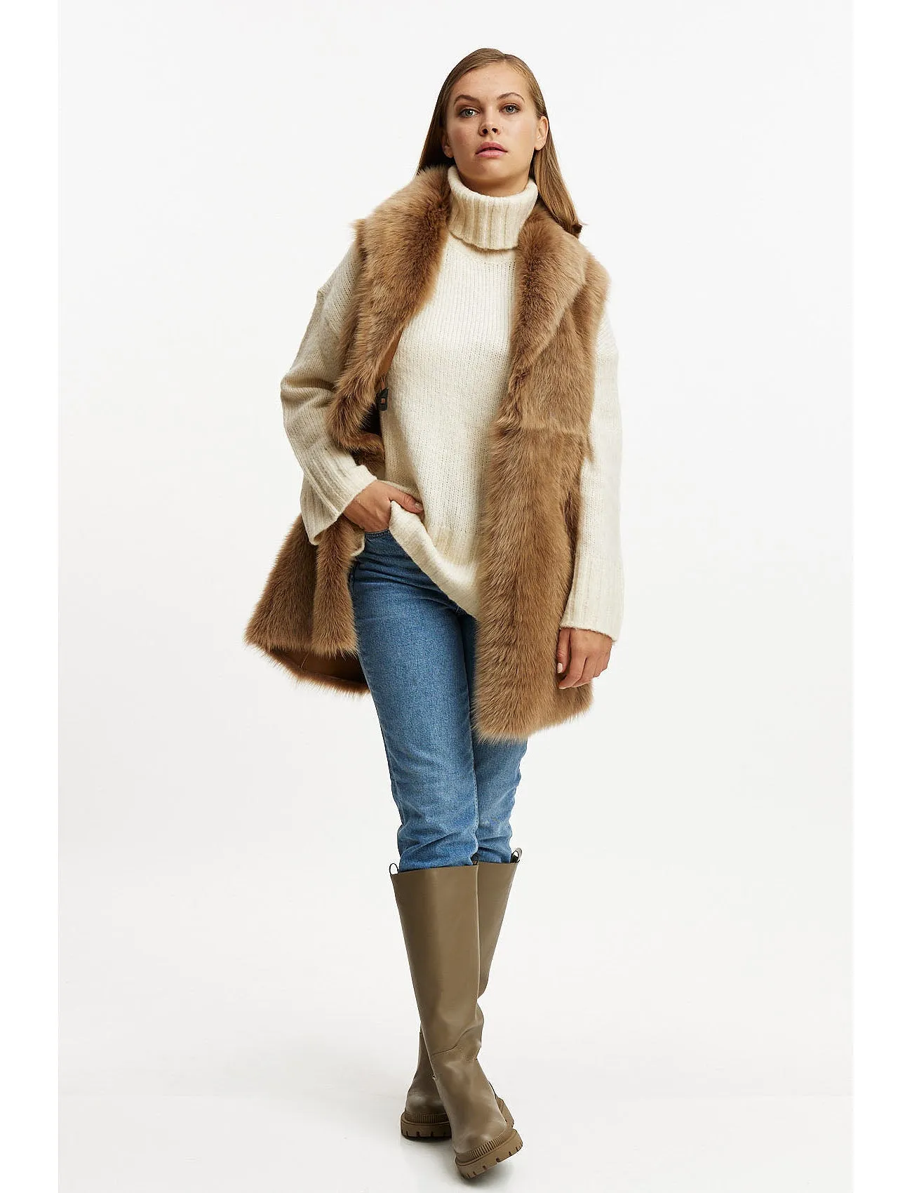 Lambskin Gilet reversible 2in1 - camel