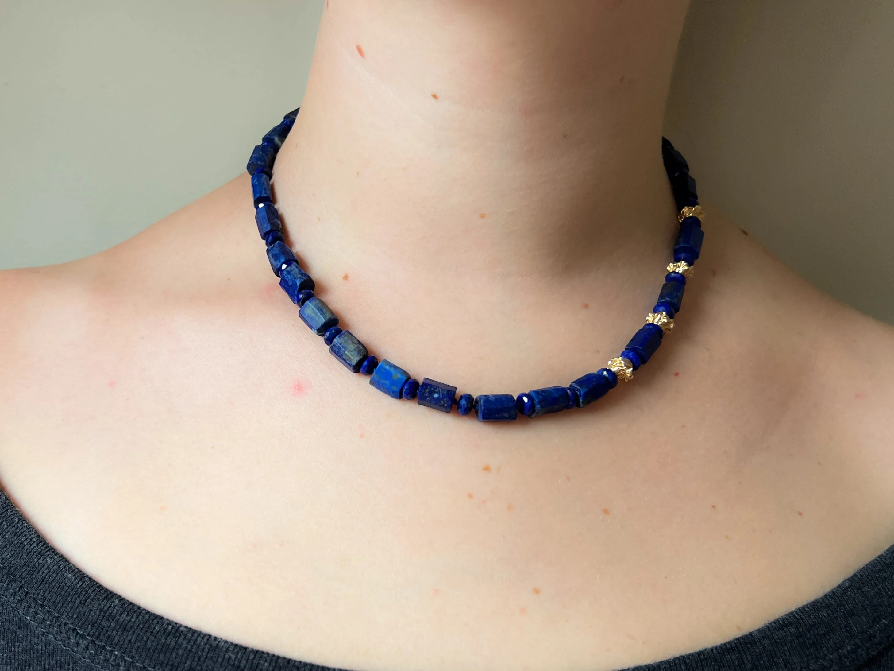 Lapis Natural Nuggets Short Necklace