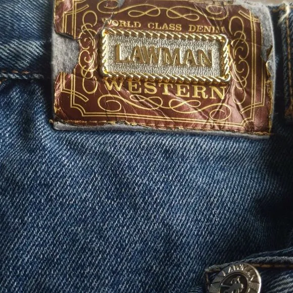 Lawman Western vintage relaxed fit, 100% cotton denim jeans, frayed hems 11/12