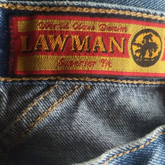 Lawman Western vintage relaxed fit, 100% cotton denim jeans, frayed hems 11/12