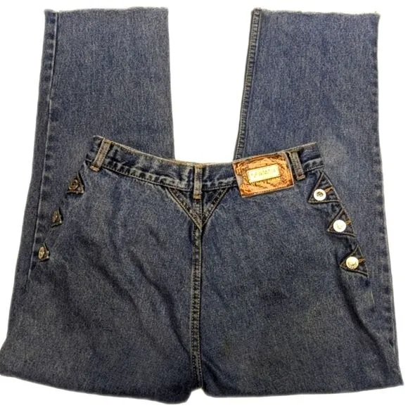 Lawman Western vintage relaxed fit, 100% cotton denim jeans, frayed hems 11/12