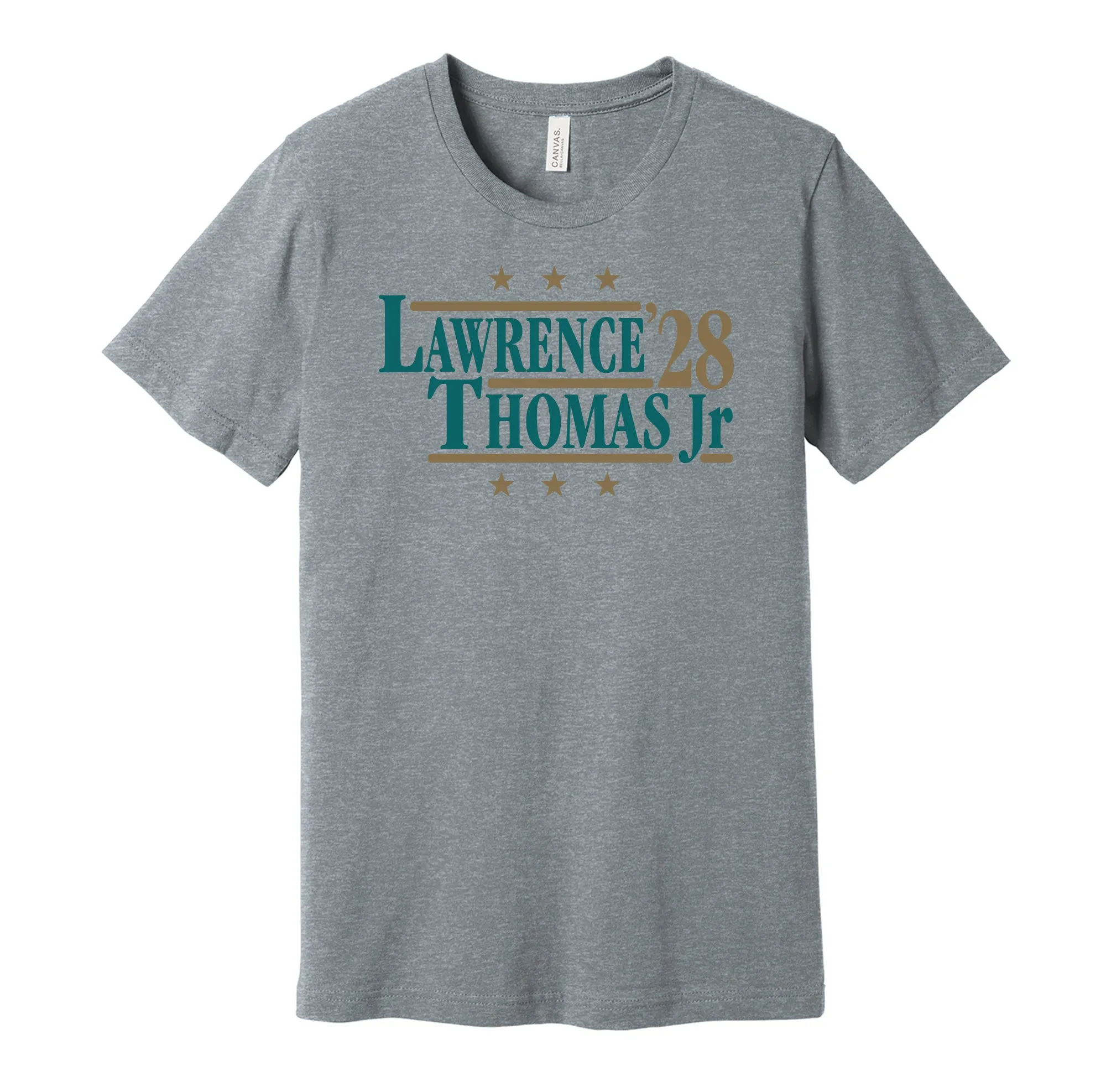 Lawrence & Thomas Jr '28 - Jacksonville Football Legends Political Campaign Parody T-Shirt - Hyper Than Hype Shirts