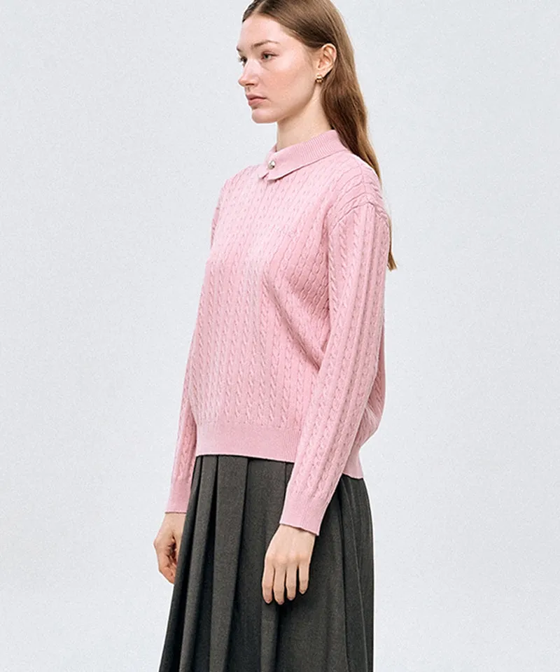 LE SONNET Duke Cable Knit - Pink