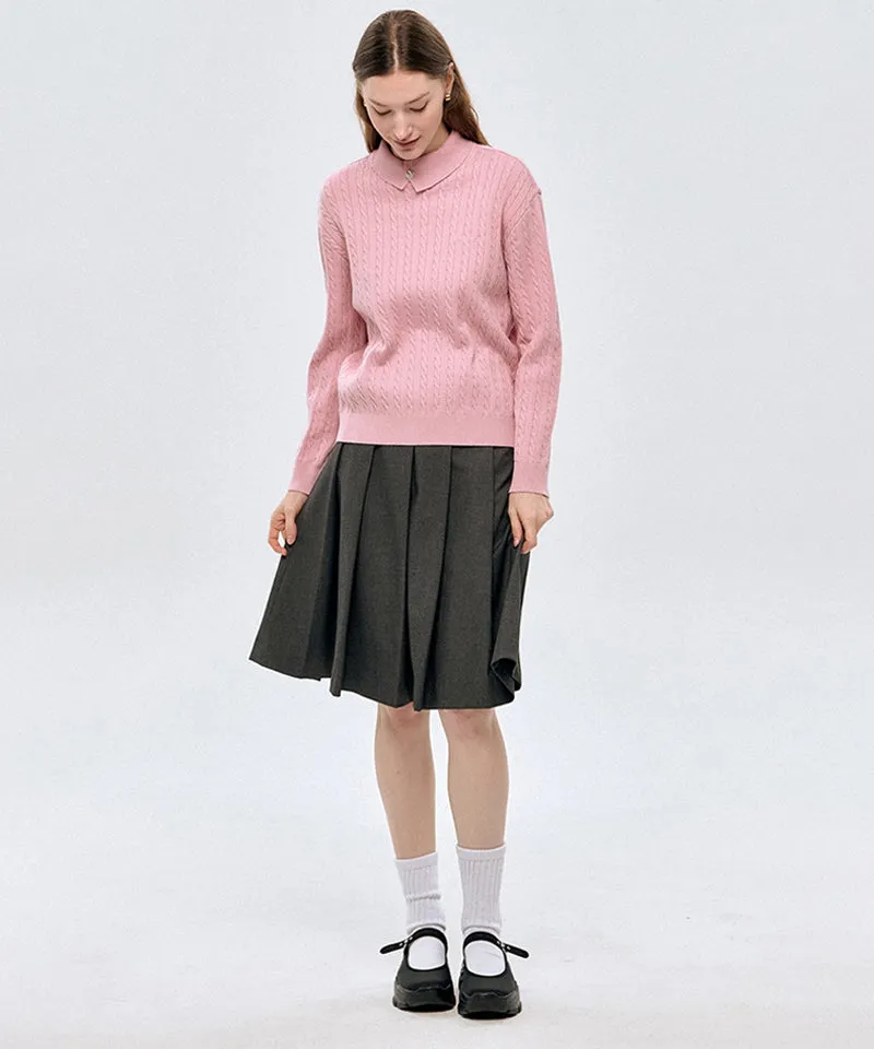 LE SONNET Duke Cable Knit - Pink