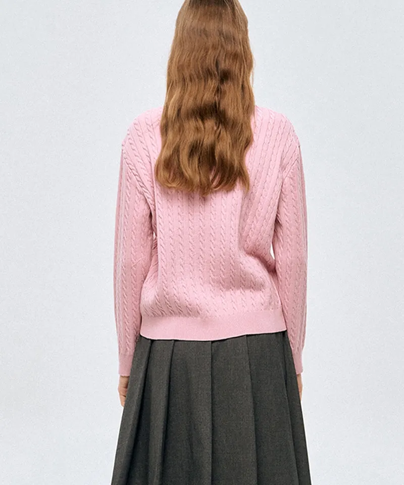 LE SONNET Duke Cable Knit - Pink