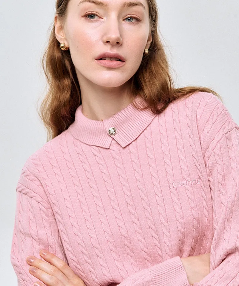 LE SONNET Duke Cable Knit - Pink