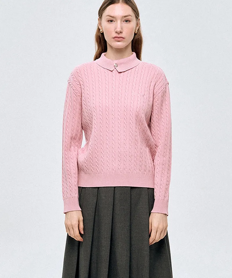 LE SONNET Duke Cable Knit - Pink