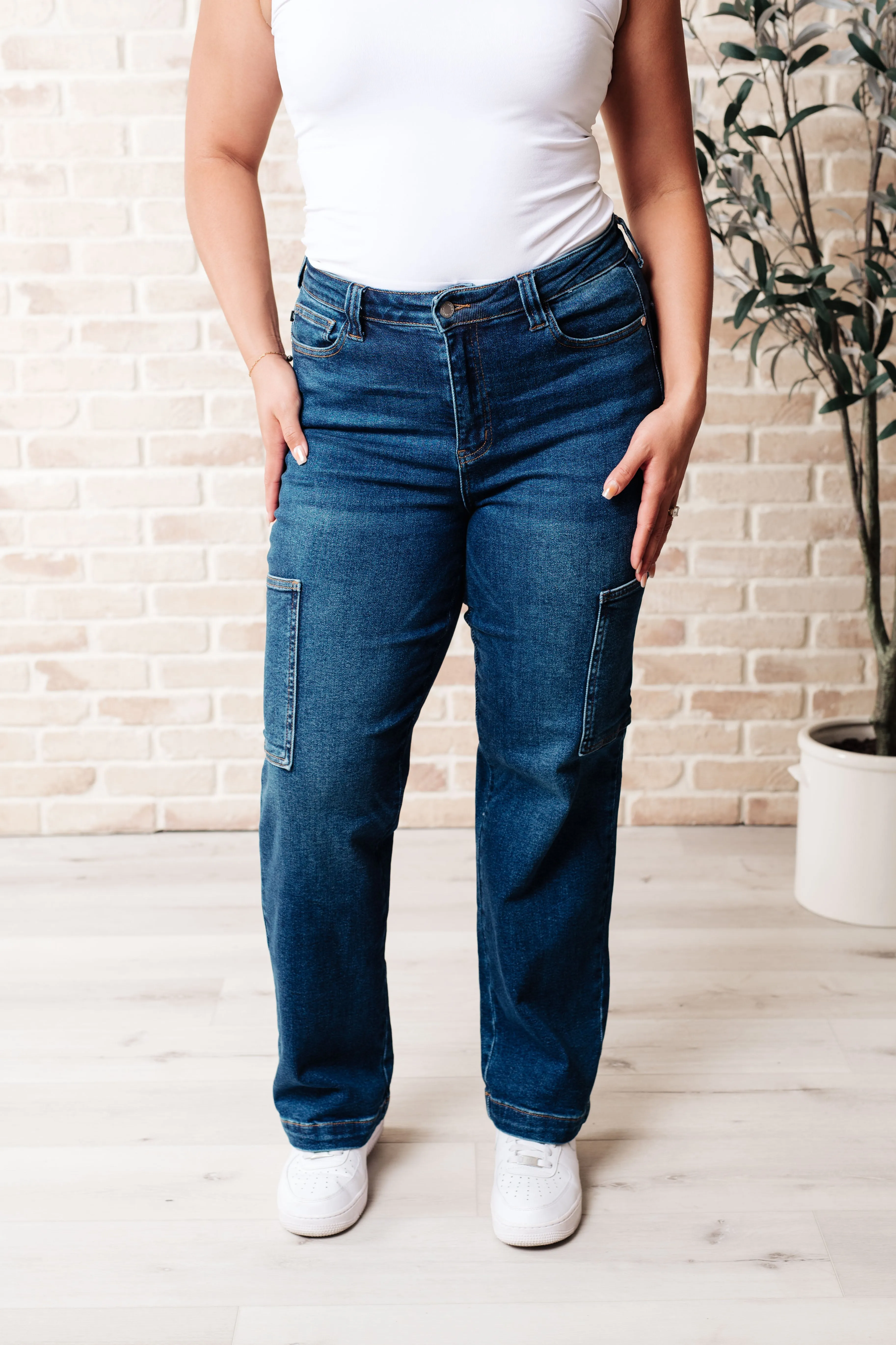 Leila High Rise Cargo Straight Jeans by Judy Blue