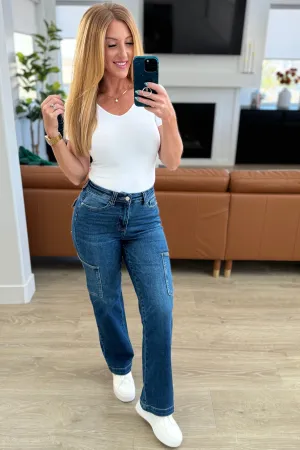 Leila High Rise Cargo Straight Jeans by Judy Blue