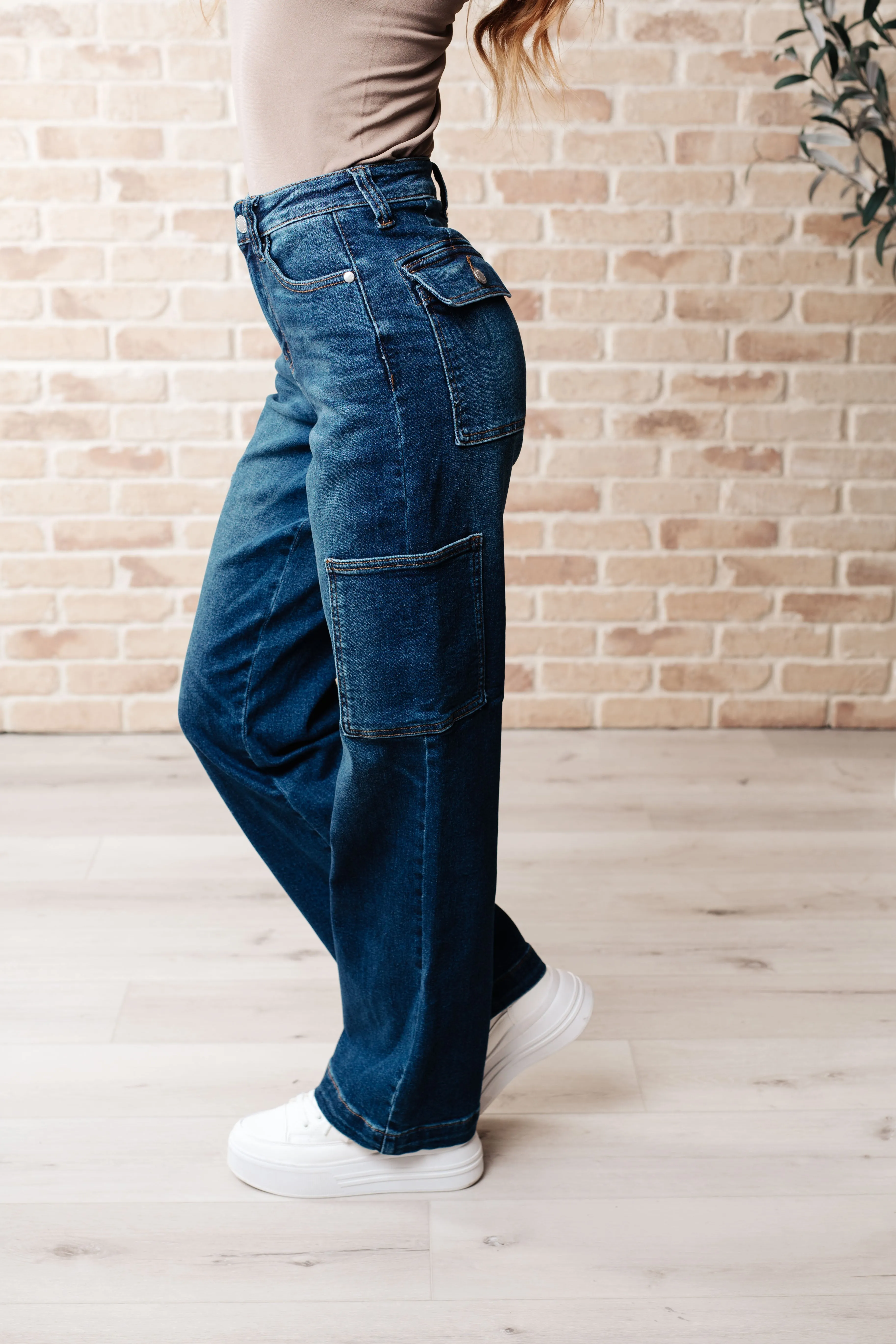 Leila High Rise Cargo Straight Jeans by Judy Blue