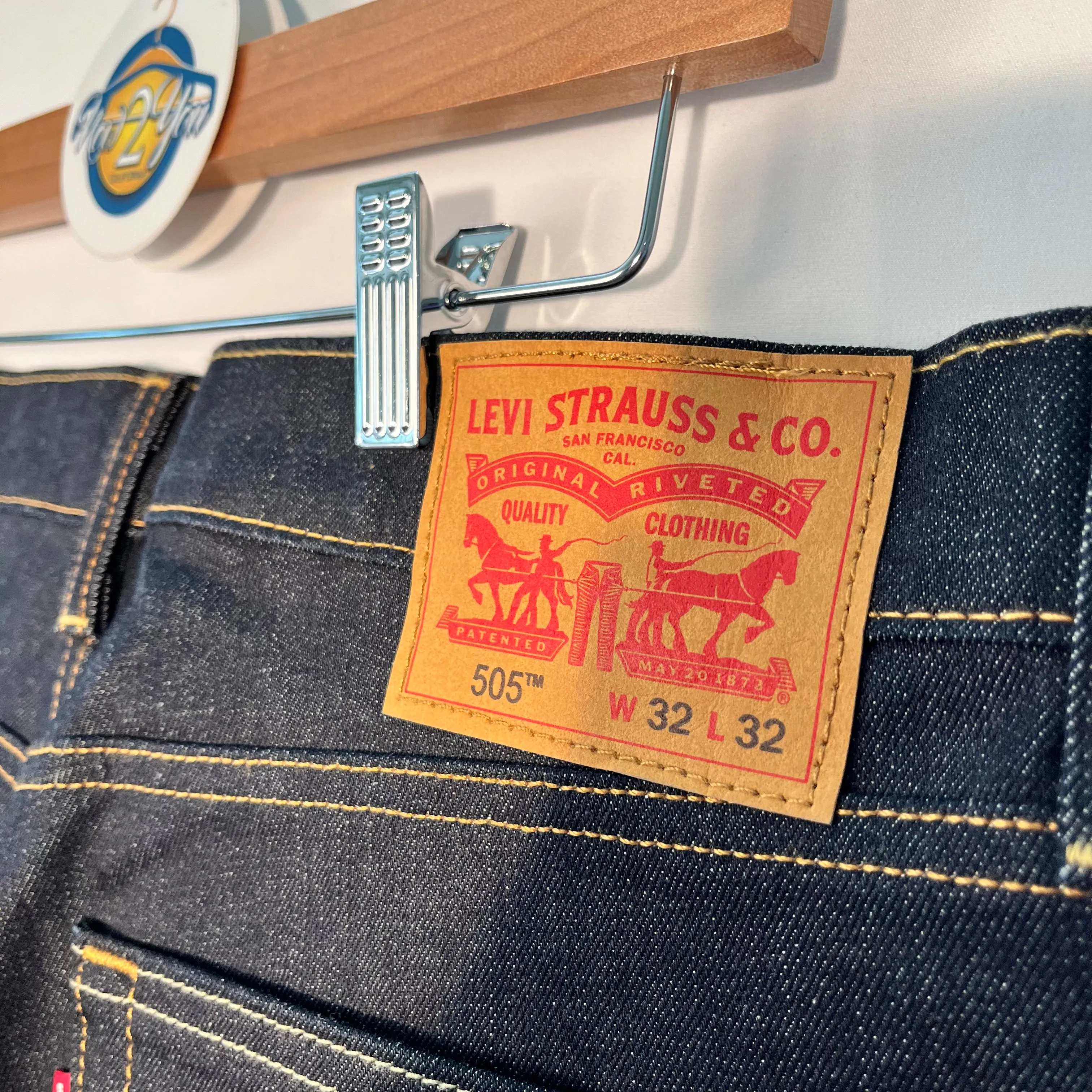Levis 505 Mens Regular Straight Fit Jeans Dark Wash