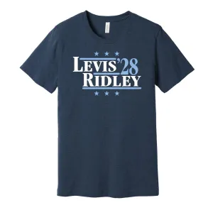 Levis & Ridley '28 - Tennessee Football Legends Political Campaign Parody T-Shirt - Hyper Than Hype Shirts