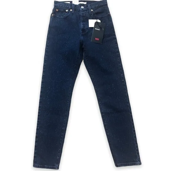 Levis Wedgie Fit Tapered Leg Jeans Size 24 Blue dark wash New