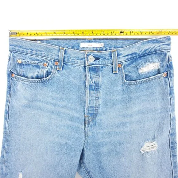 LEVIS Wedgie Icon Ankle Crop Jeans Authentically Yours 31 Light Wash Clean Girl