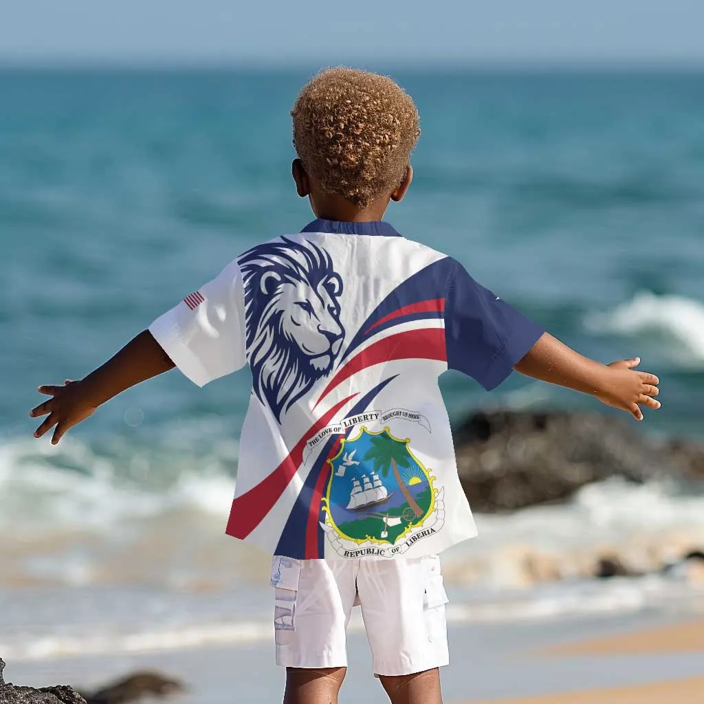 Liberia Independence Day Kid Hawaiian Shirt July 26 Lion Coat of Arms LT01