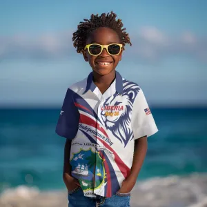 Liberia Independence Day Kid Hawaiian Shirt July 26 Lion Coat of Arms LT01