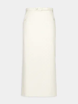 Light Beige GG Cotton Gabardine Skirt