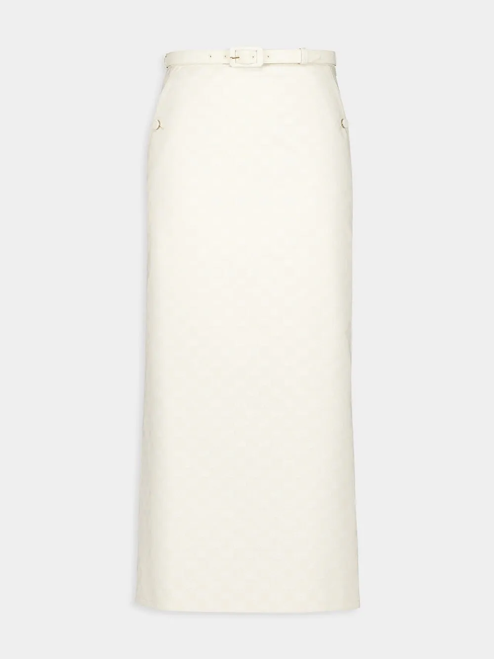 Light Beige GG Cotton Gabardine Skirt