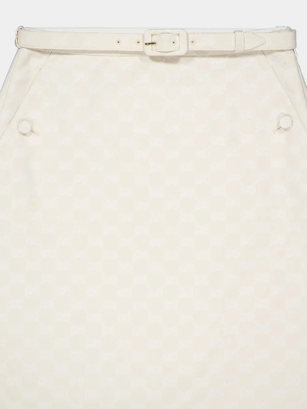 Light Beige GG Cotton Gabardine Skirt