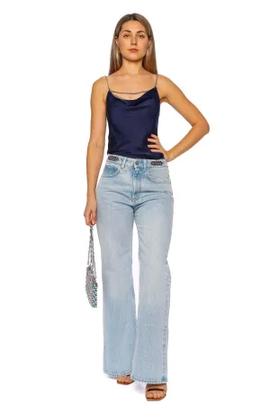 Light Blue Embellished Straight Leg Jean