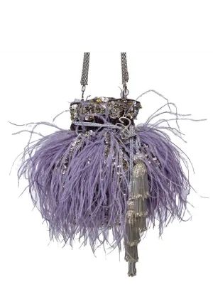 Lilac Feather Embellished Potli Bag