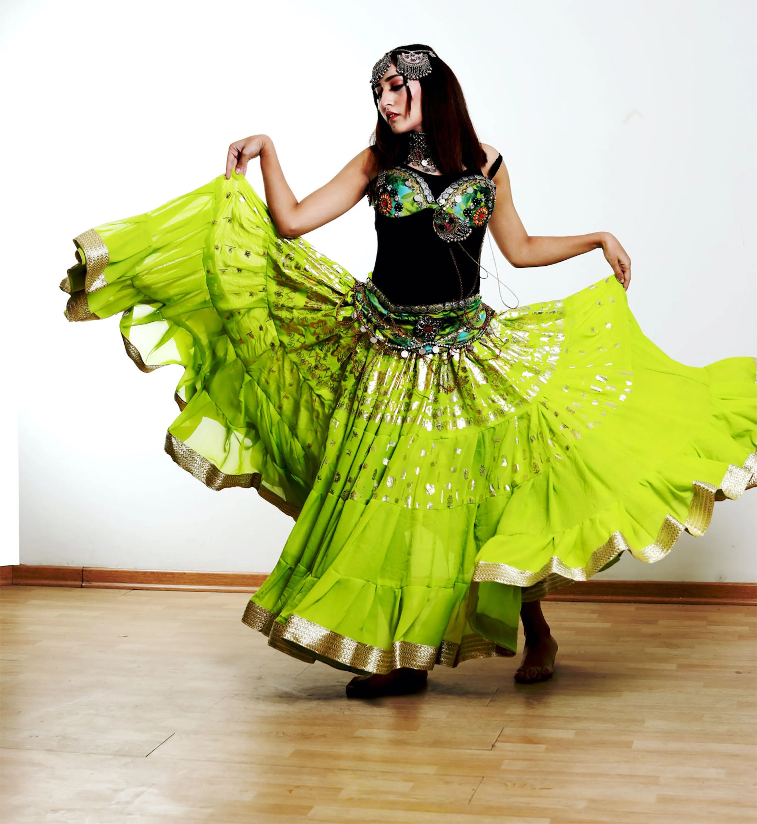 Lime Green banarsi skirt WLS