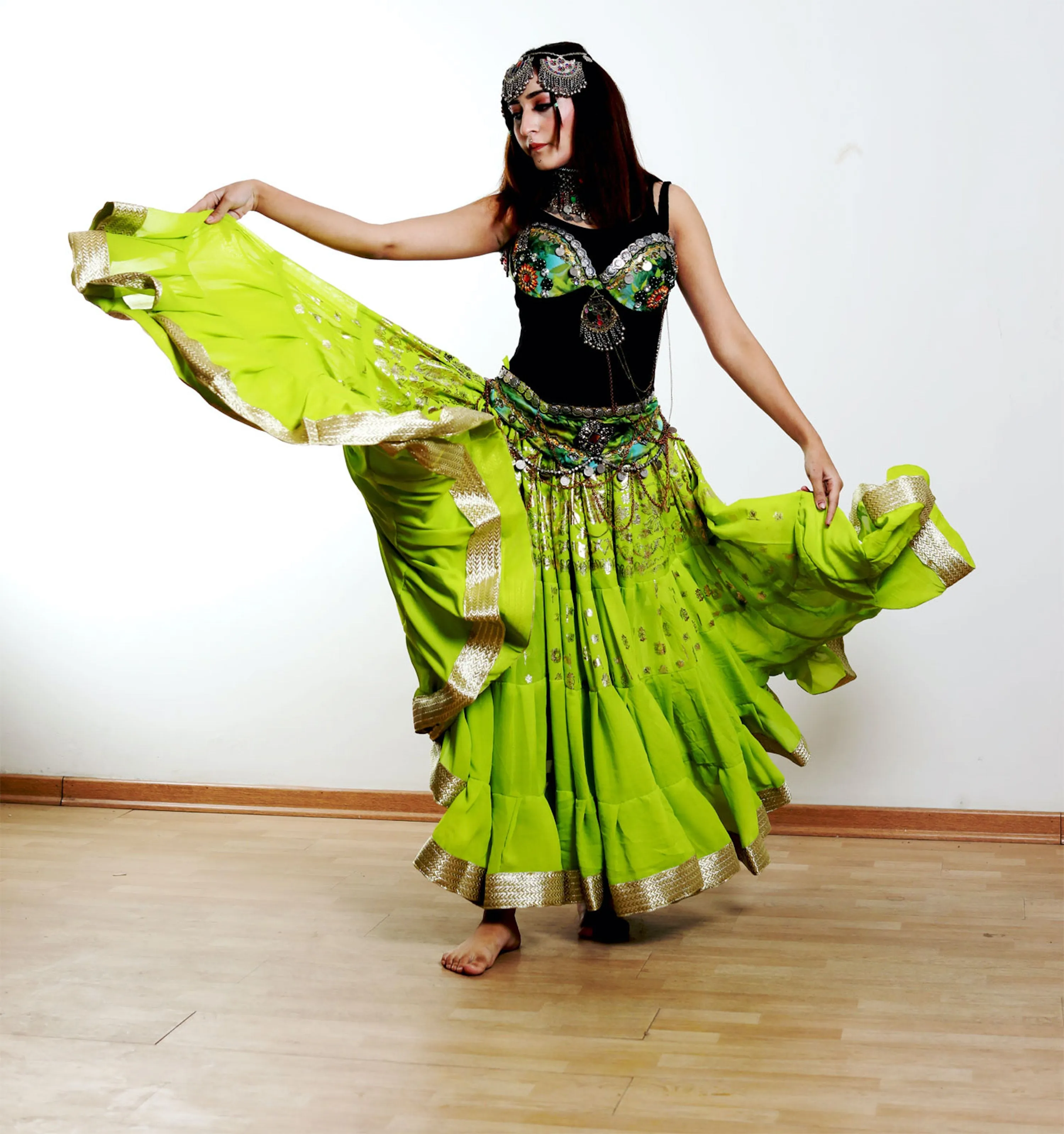 Lime Green banarsi skirt WLS