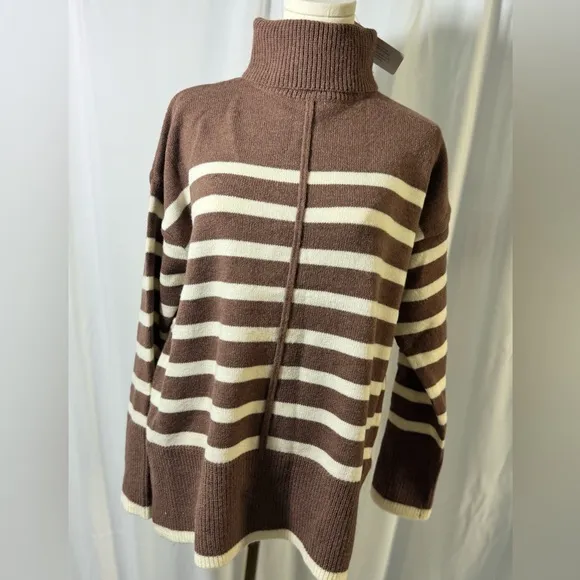 Line &amp; Dot NWT brown super soft turtleneck sweater size small Revolve