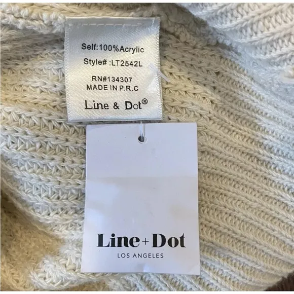 Line &amp; Dot Scarlett Button Front Cropped Loose Fit Knit Cardigan Sweater Size XL