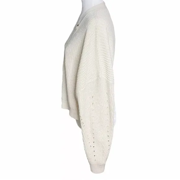 Line &amp; Dot Scarlett Button Front Cropped Loose Fit Knit Cardigan Sweater Size XL