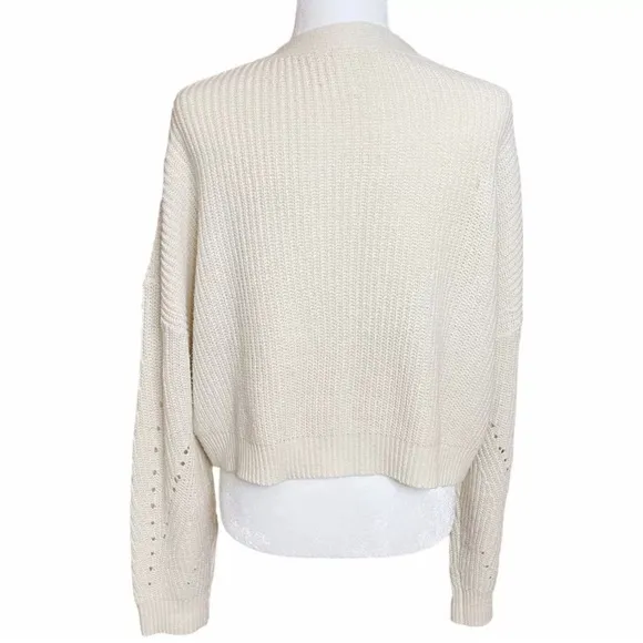 Line &amp; Dot Scarlett Button Front Cropped Loose Fit Knit Cardigan Sweater Size XL