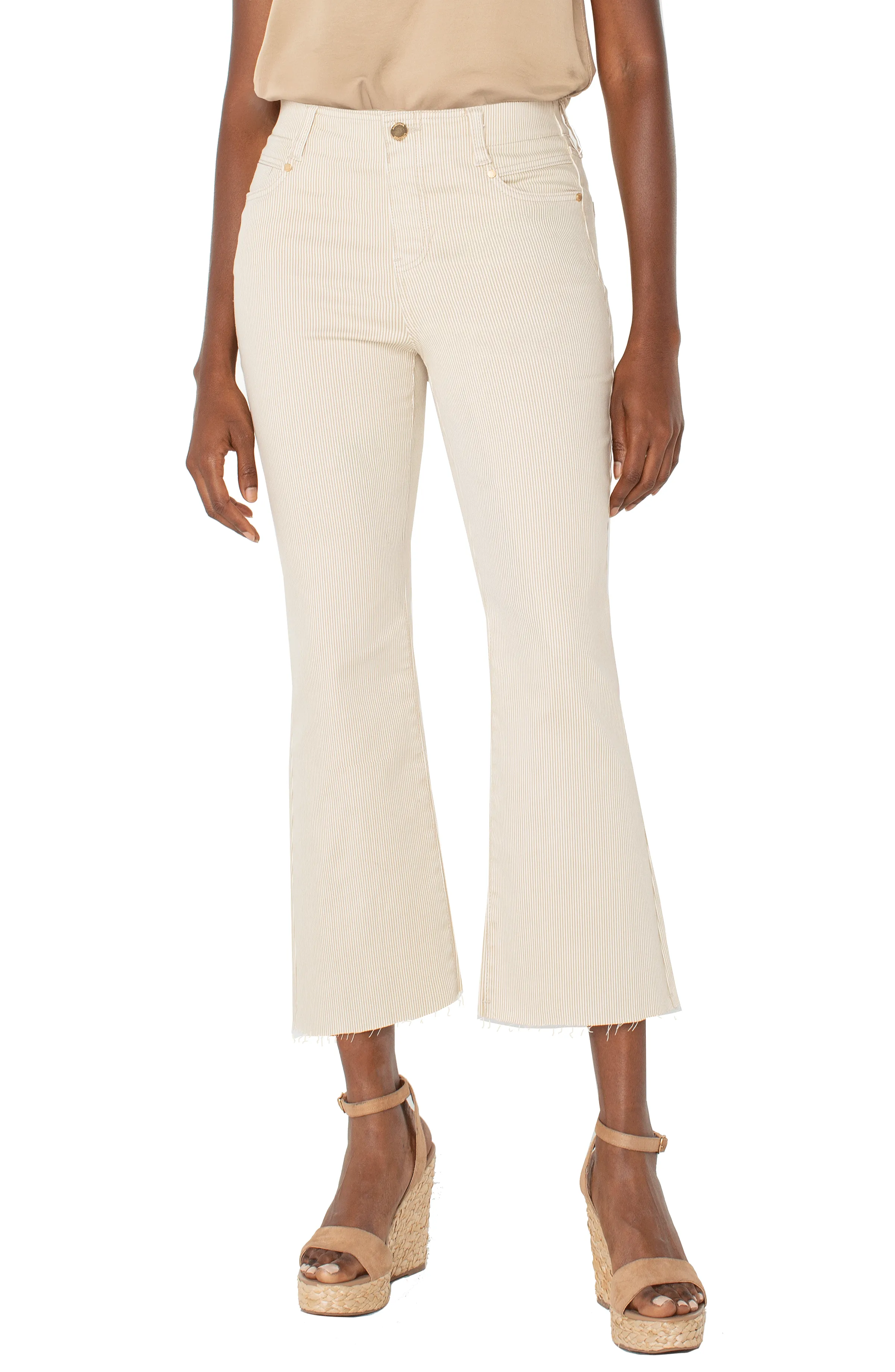 Liverpool Cappuccino Stripe Gia Glider® Crop Flare Jean
