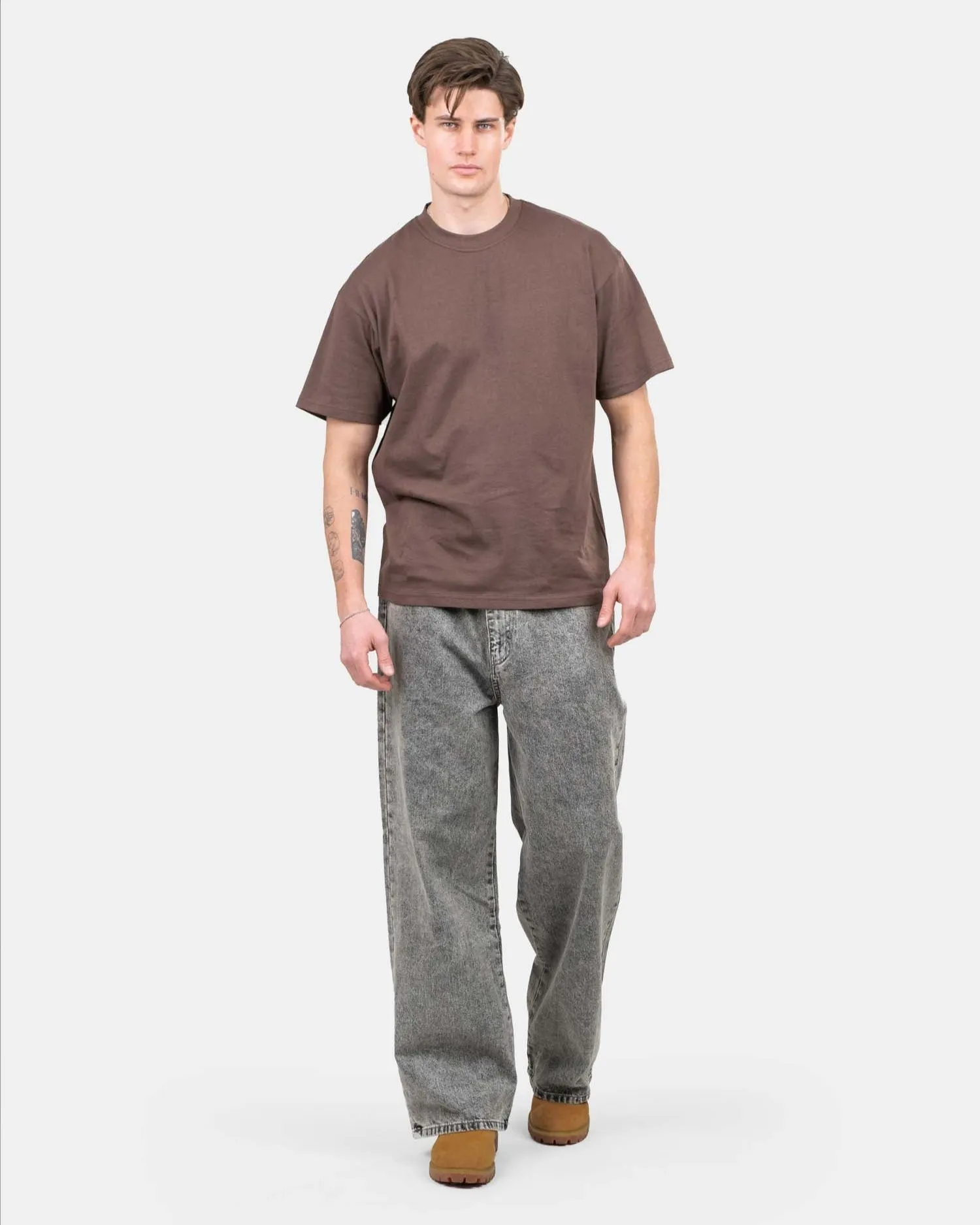 Loose Fit Denim Jeans Washed Grey