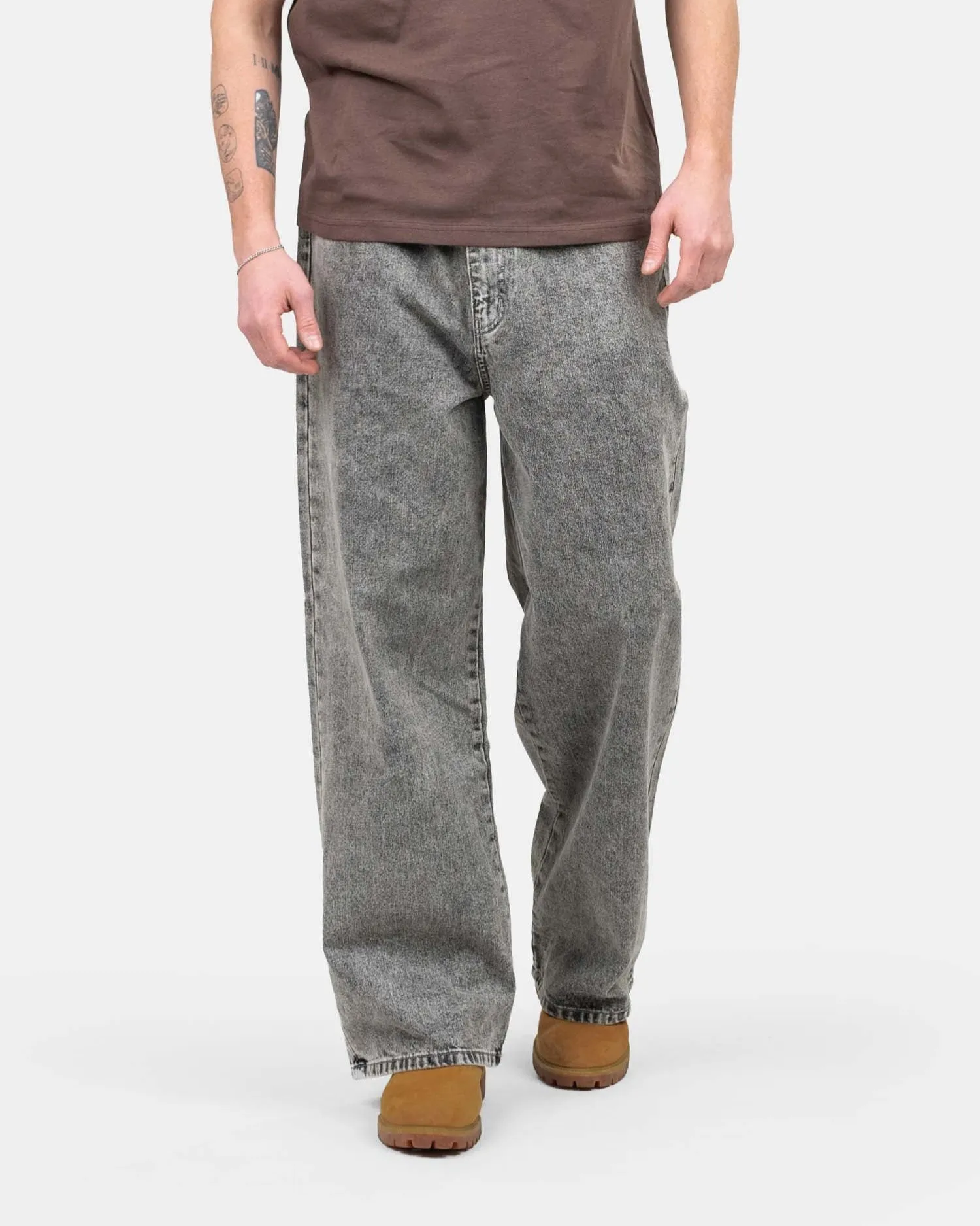 Loose Fit Denim Jeans Washed Grey