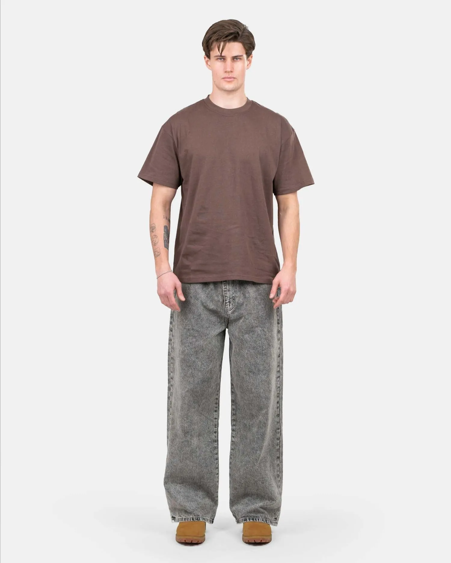 Loose Fit Denim Jeans Washed Grey