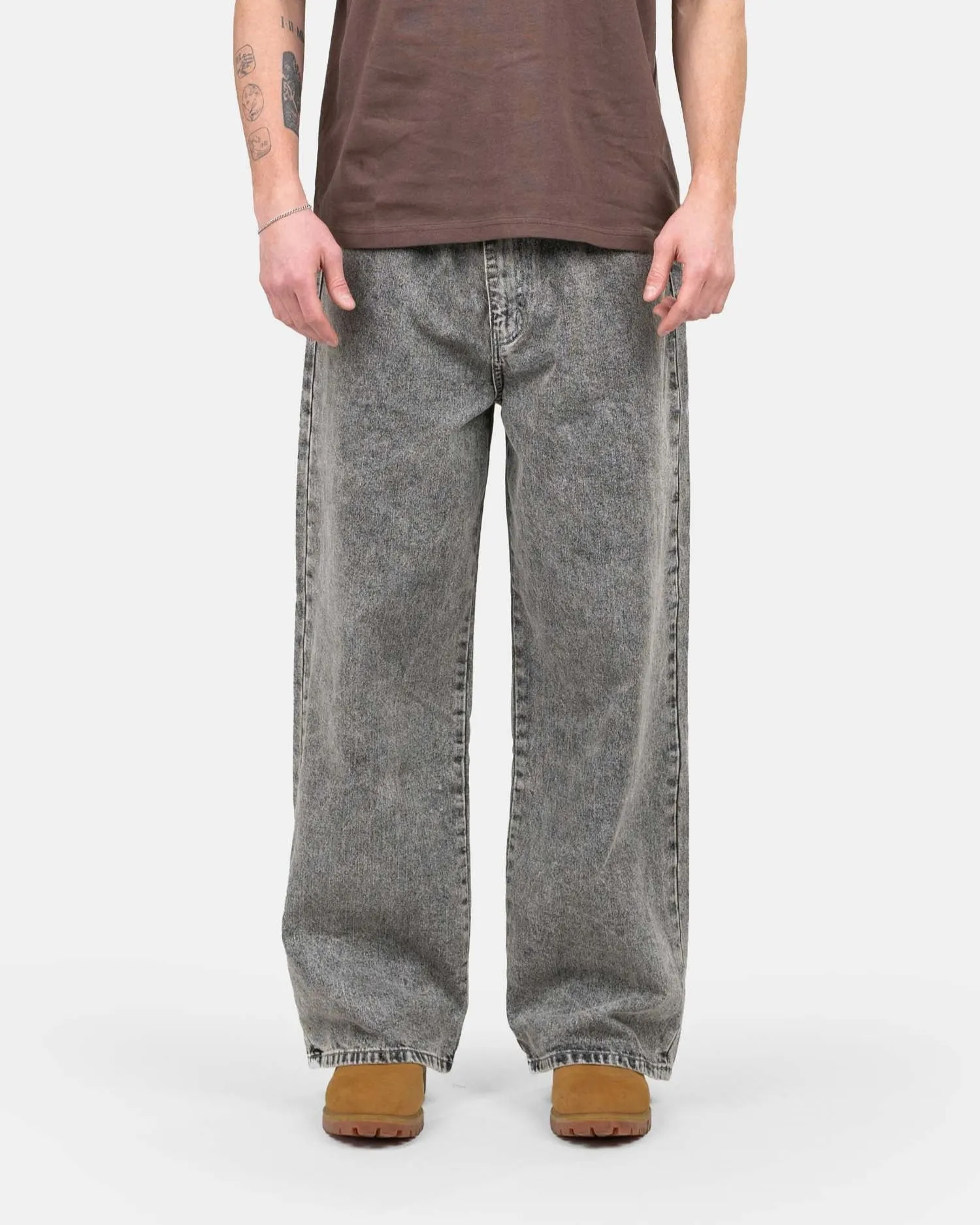 Loose Fit Denim Jeans Washed Grey