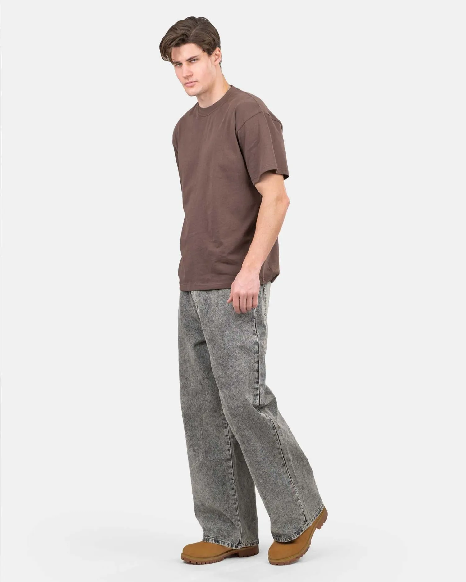 Loose Fit Denim Jeans Washed Grey