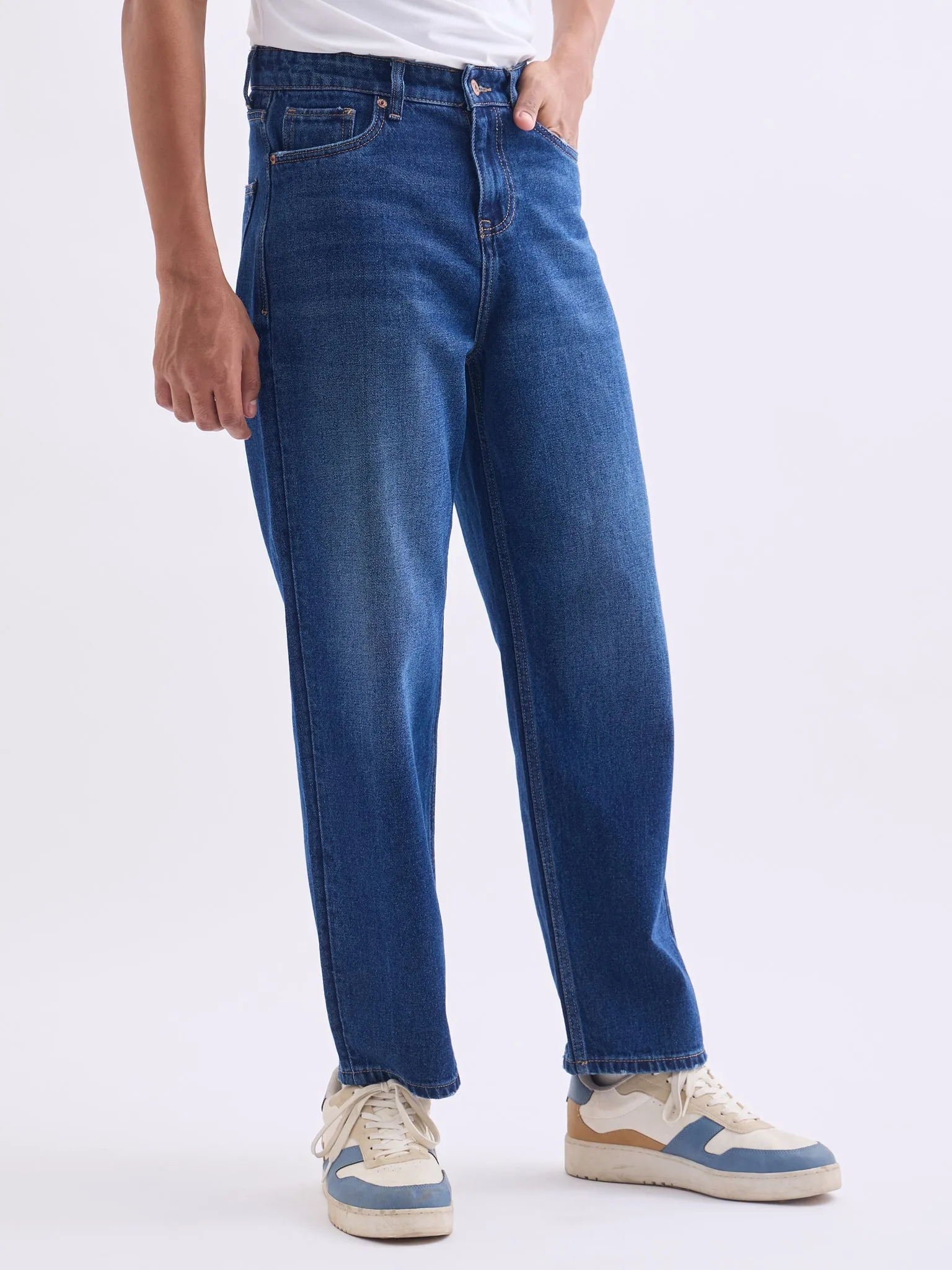 Loose Fit Mid Blue Jeans