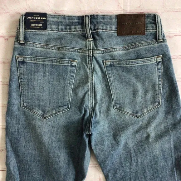 Lucky Brand Lolita Boot Cut Mid Rise Curvy Fit Denim Blue Jeans - Size 0/25 Long