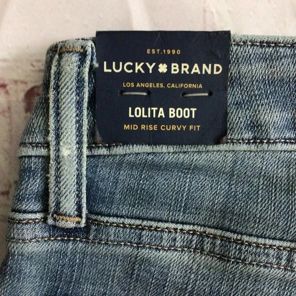 Lucky Brand Lolita Boot Cut Mid Rise Curvy Fit Denim Blue Jeans - Size 0/25 Long