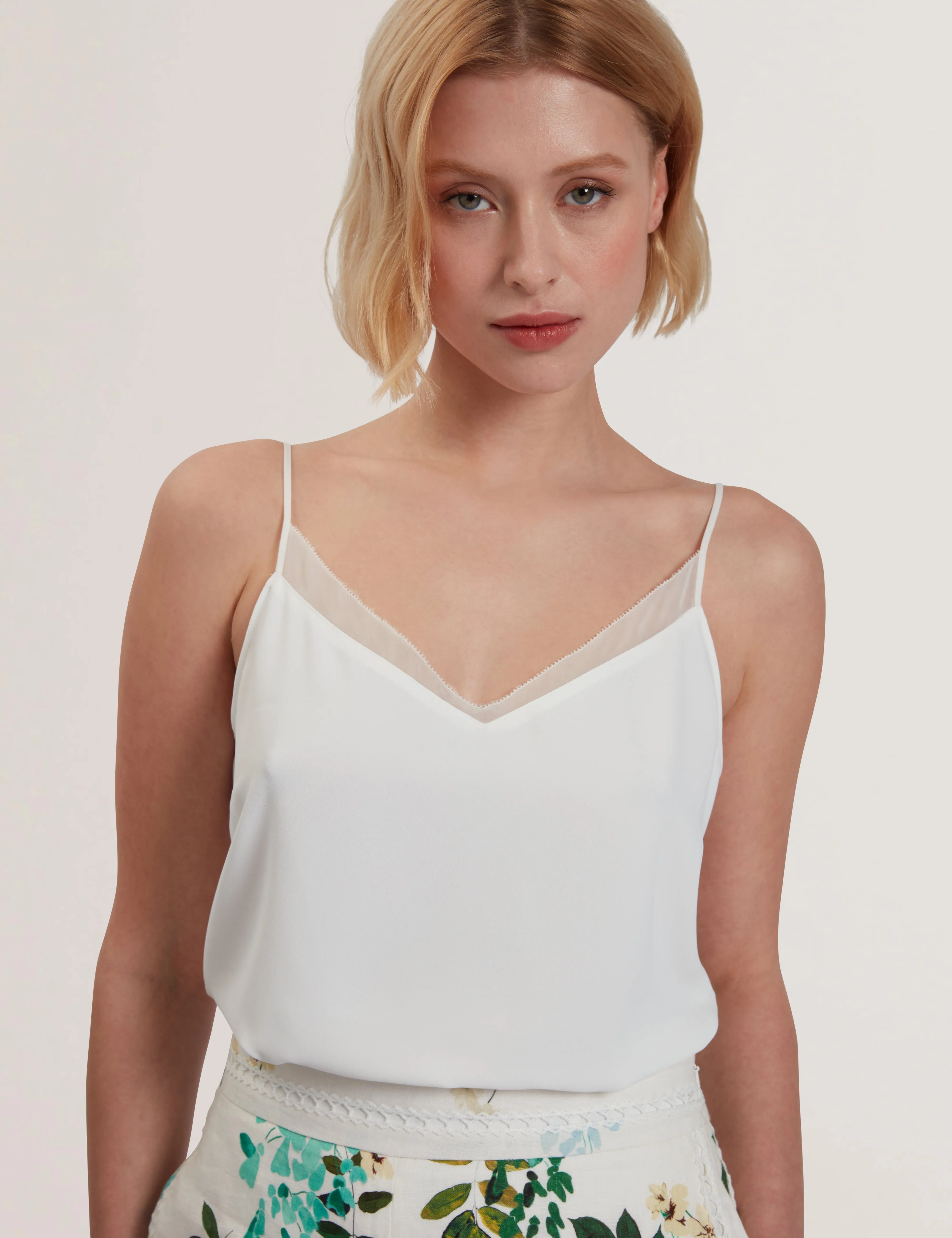 Lulea Chiffon Insert Cami Top Ivory