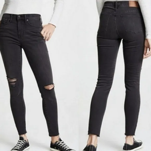 Madewell Black 9&quot; High Rise Skinny Denim Jeans