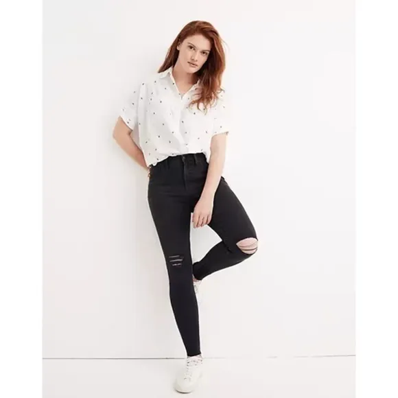 Madewell Black 9&quot; High Rise Skinny Denim Jeans